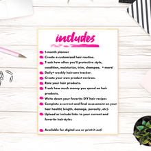 Load image into Gallery viewer, My Hair Routine: The Natural Hair Planner ( Digital  & Printable Planner)